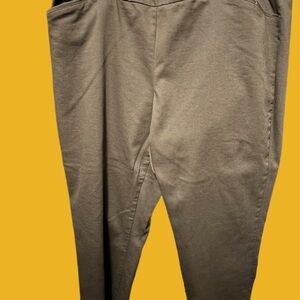 Brown Elastic Waist Pants